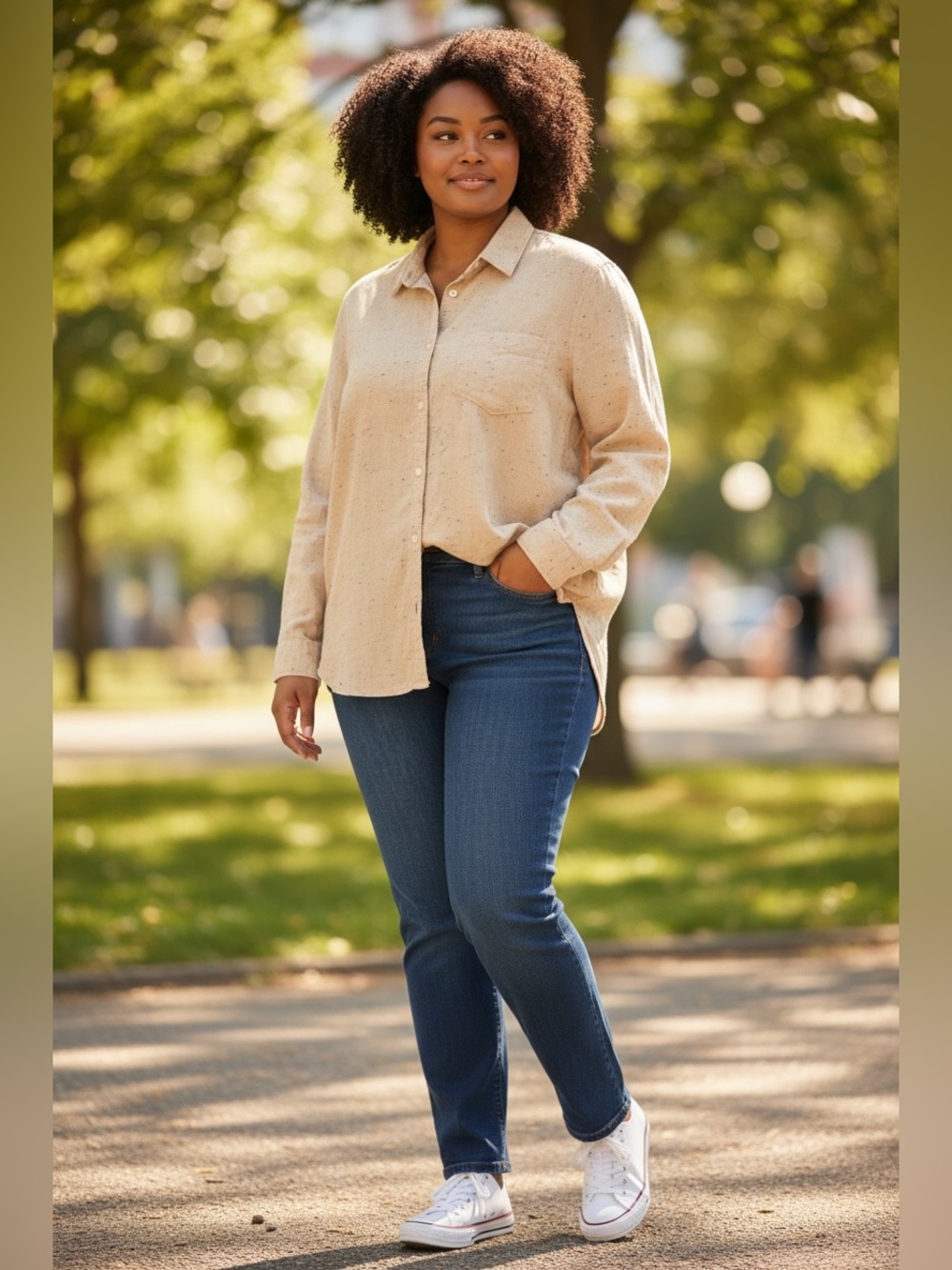 Old Navy The Tunic Shirt Large Cream Button Front Long Sleeve Flecked Tunic Top